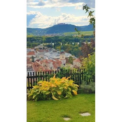 Blick über Krems mit Gartenpavillon